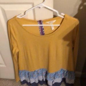 Matilda Jane long sleeve top with back zipper and ruffle trim